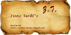 Zintz Teréz névjegykártya